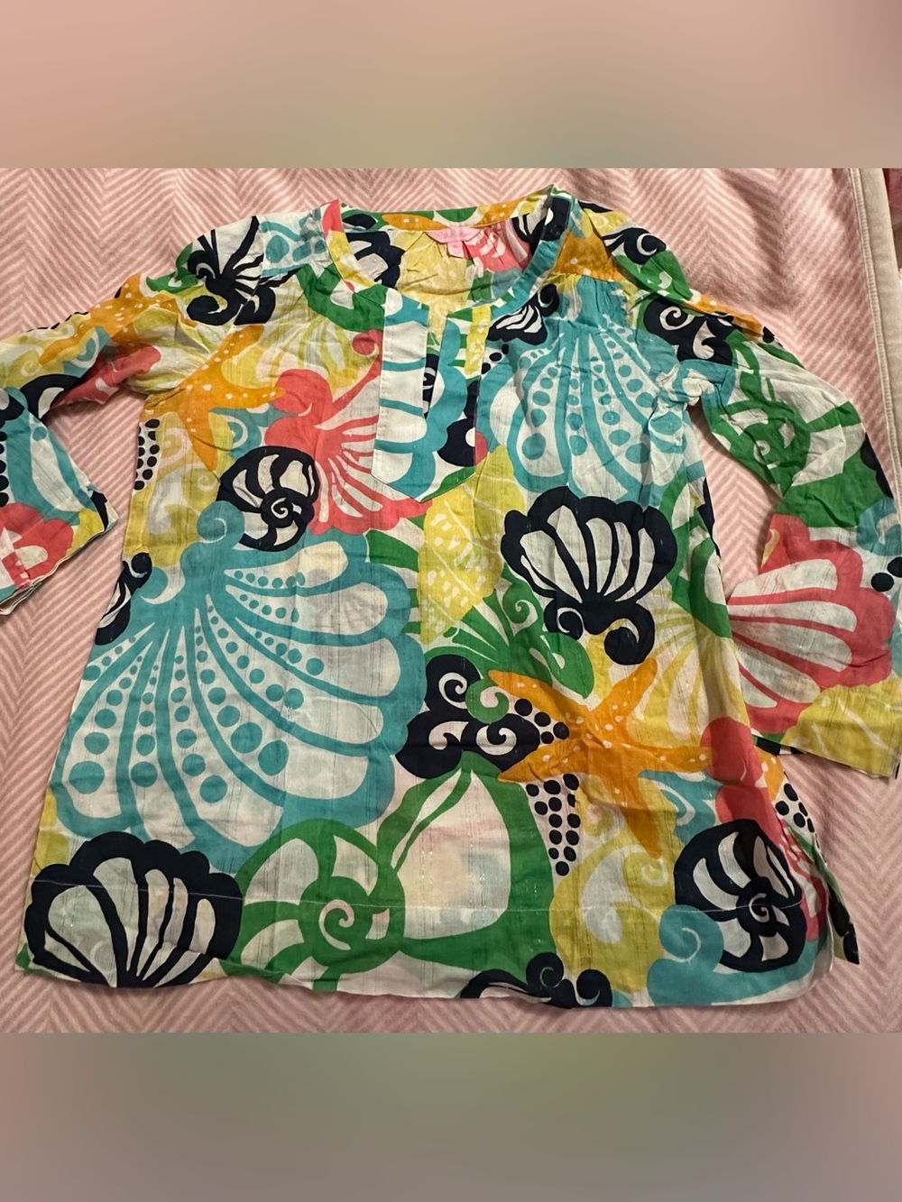 Vibrant Seashell Print Tunic - Multicolor
